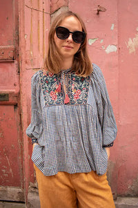 Maison Hotel April Gingham Bloom Blouse - The Mercantile London