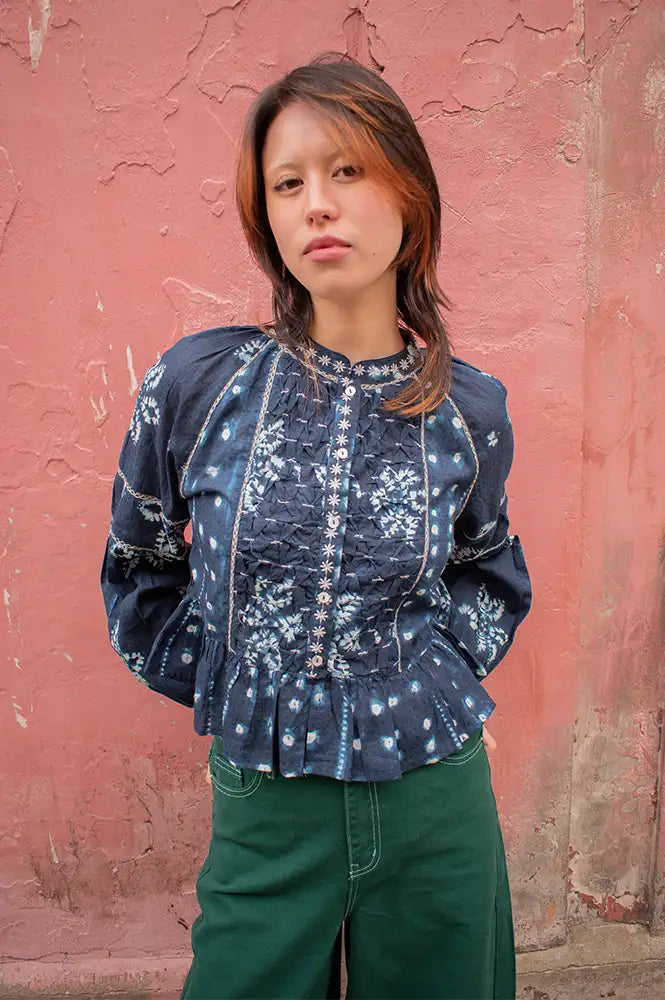Maison Hotel Sora Shibori Ink Blouse - The Mercantile London