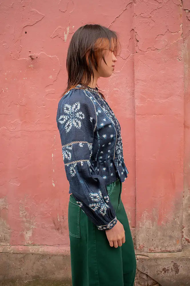 Maison Hotel Sora Shibori Ink Blouse - The Mercantile London