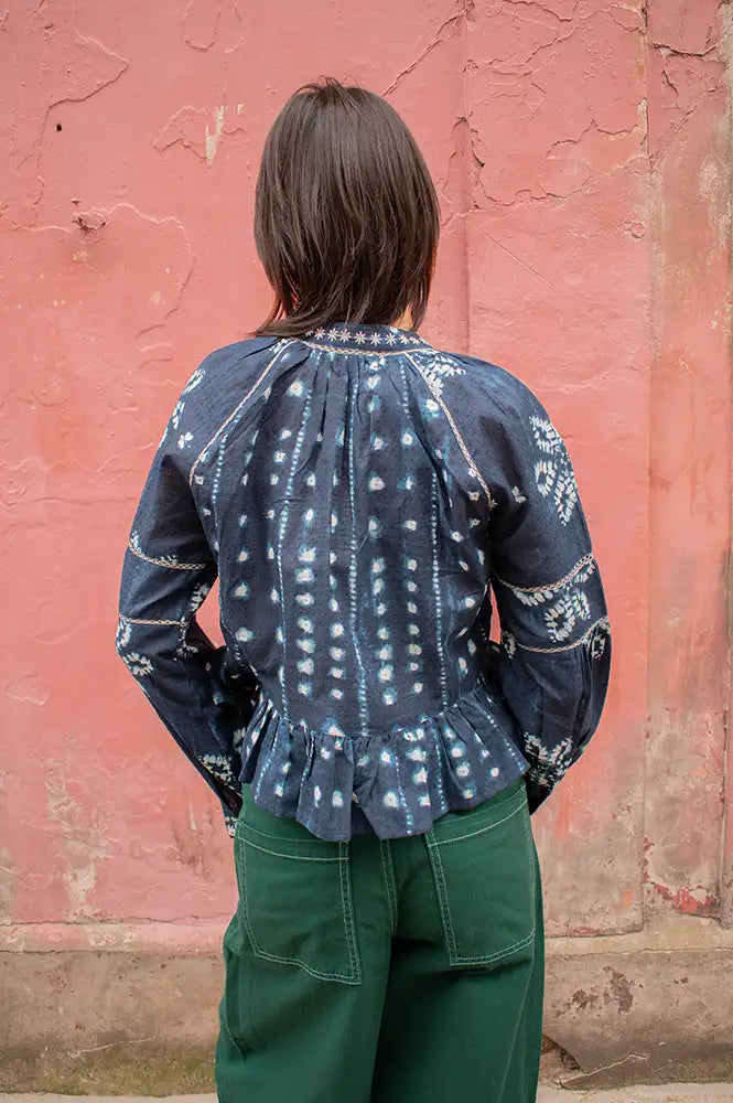 Maison Hotel Sora Shibori Ink Blouse - The Mercantile London