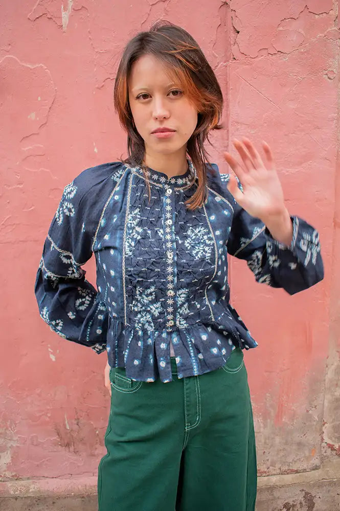 Maison Hotel Sora Shibori Ink Blouse - The Mercantile London
