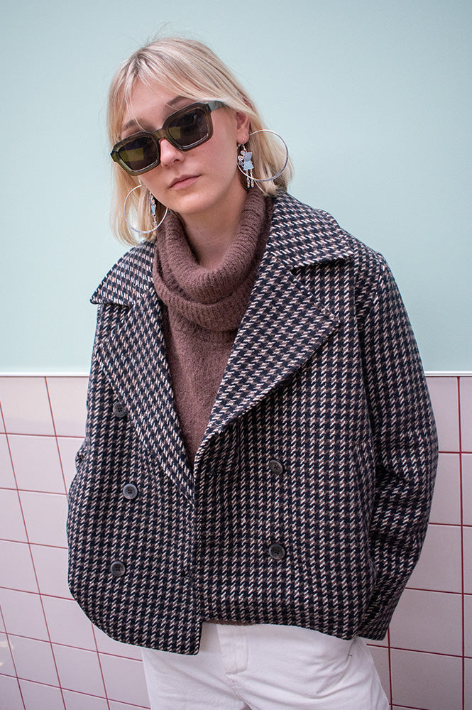 Object Keily Check Morel and White Jacket - The Mercantile London