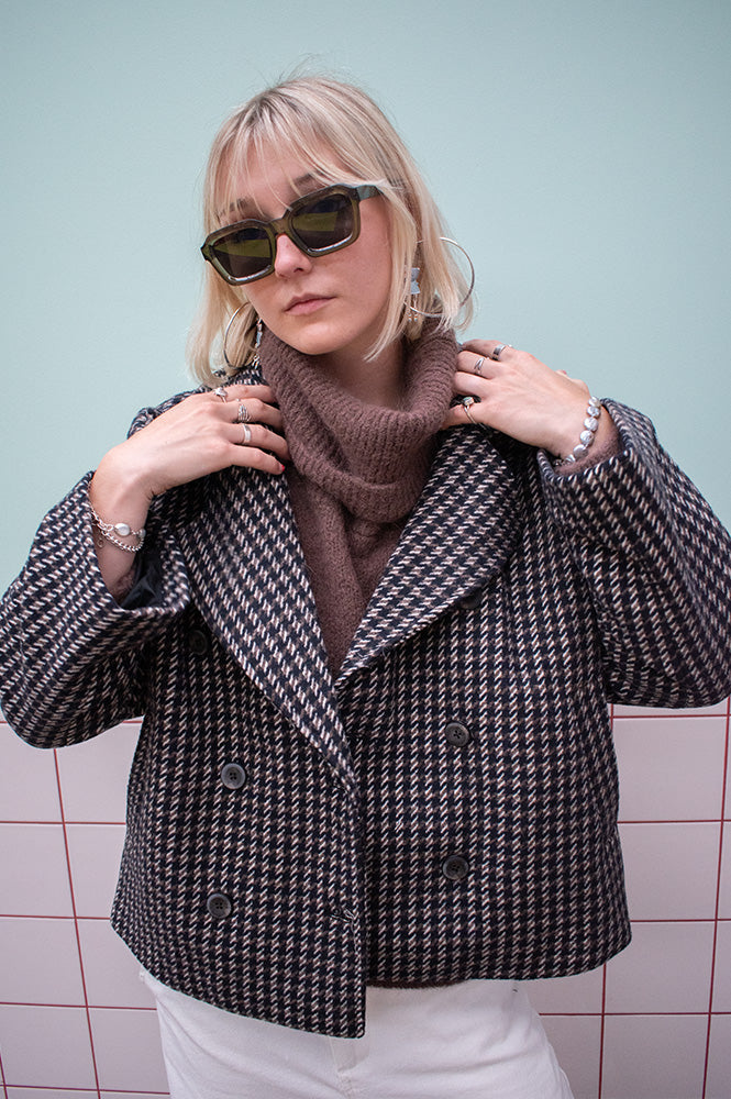 Object Keily Check Morel and White Jacket - The Mercantile London