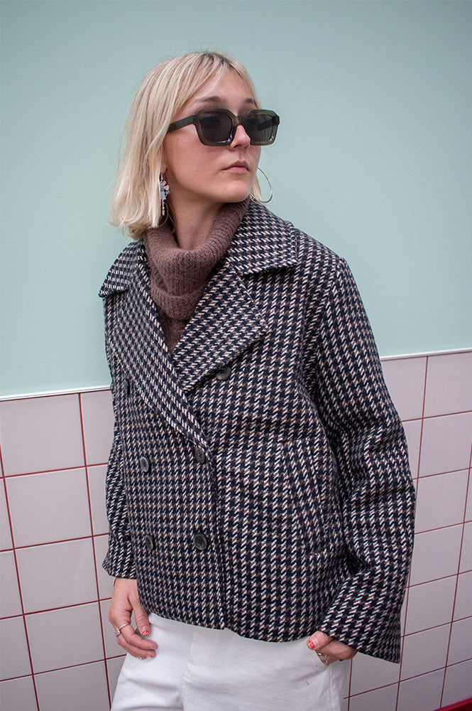 Object Keily Check Morel and White Jacket - The Mercantile London