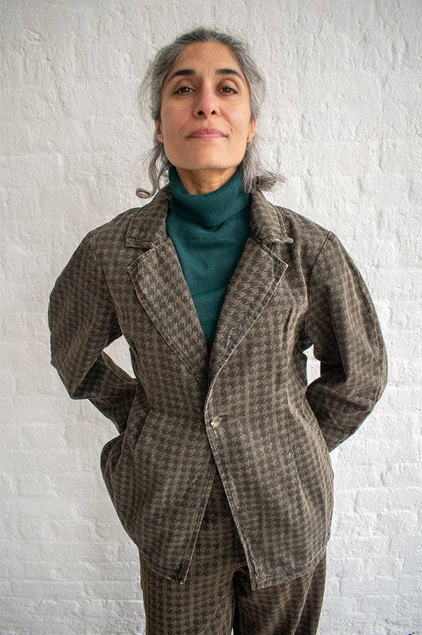 Seventy + Mochi Bette Cacao Houndstooth Denim Jacket - The Mercantile London