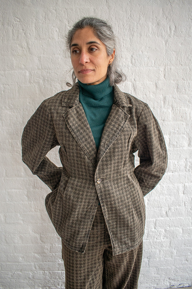 Seventy + Mochi Bette Cacao Houndstooth Denim Jacket – The