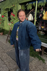 Seventy + Mochi Juno Houndstooth Denim Bomber Jacket