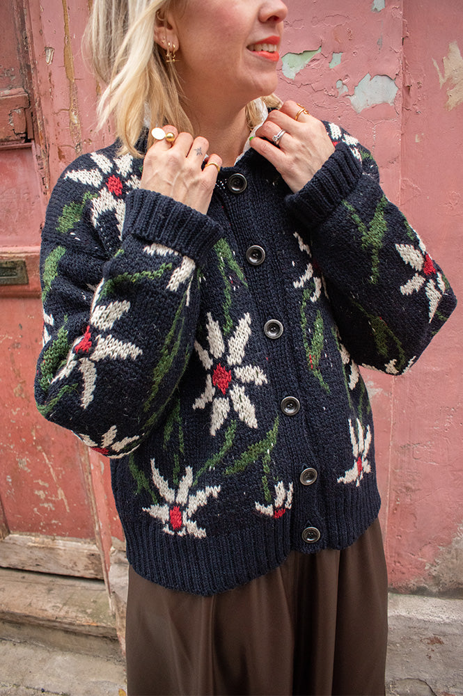 Howlin' Flower Print Navy Cardigan