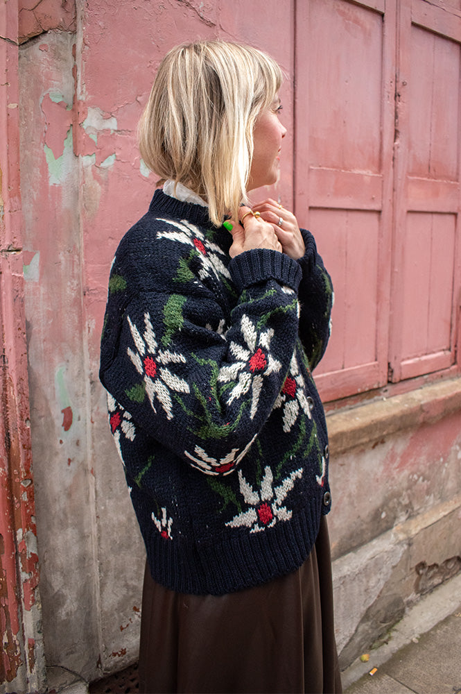 Howlin' Flower Print Navy Cardigan