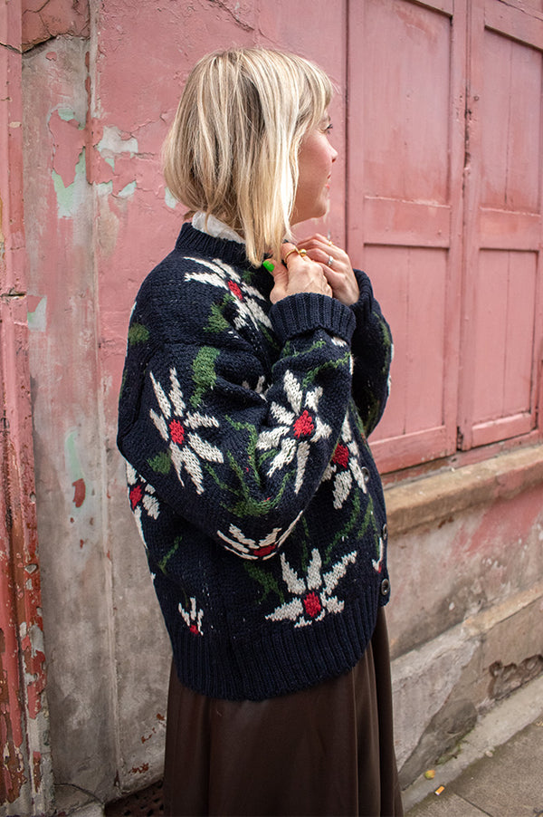 Howlin' Flower Print Navy Cardigan