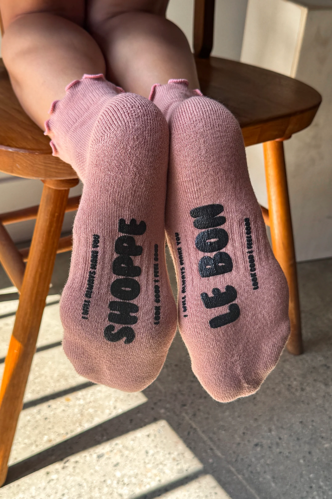 Le Bon Shoppe Hugger Ruffle Vintage Pink Socks