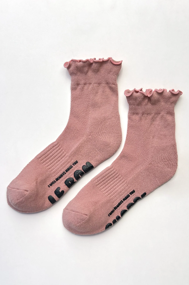 Le Bon Shoppe Hugger Ruffle Vintage Pink Socks