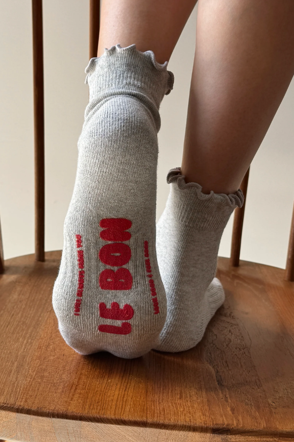 Le Bon Shoppe Hugger Ruffle Heather Grey Socks