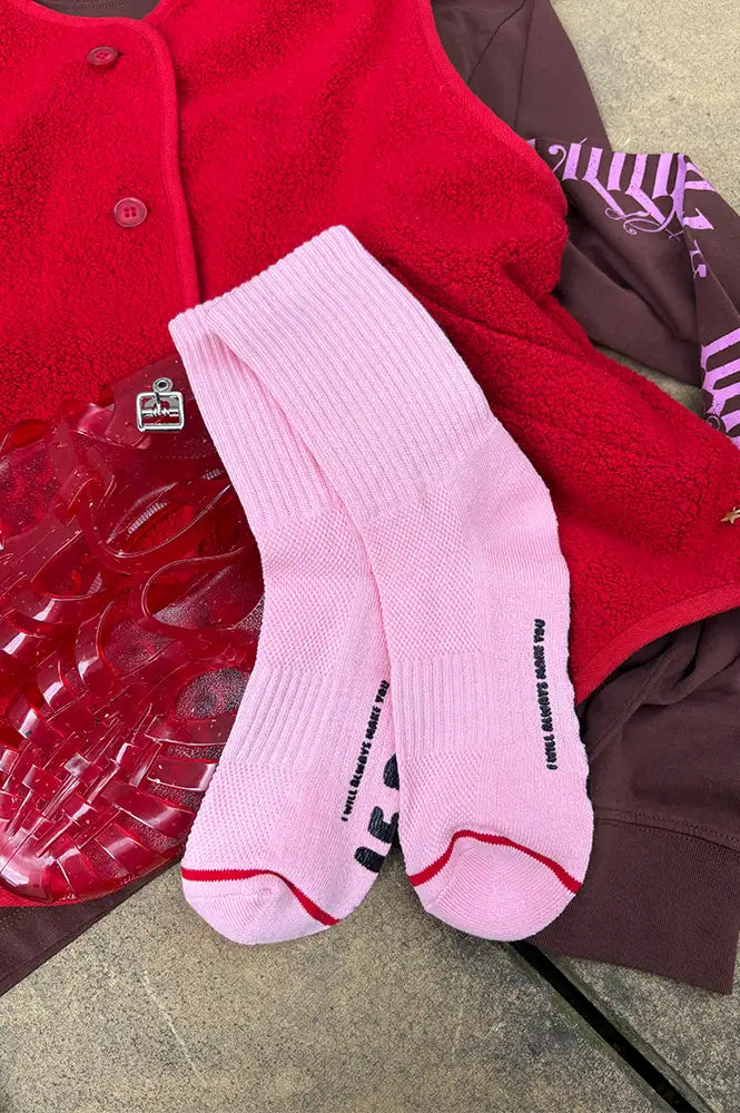 Le Bon Shoppe Hugger Pink Black Socks