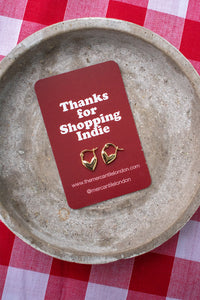 White Heart Gold Huggie Earrings