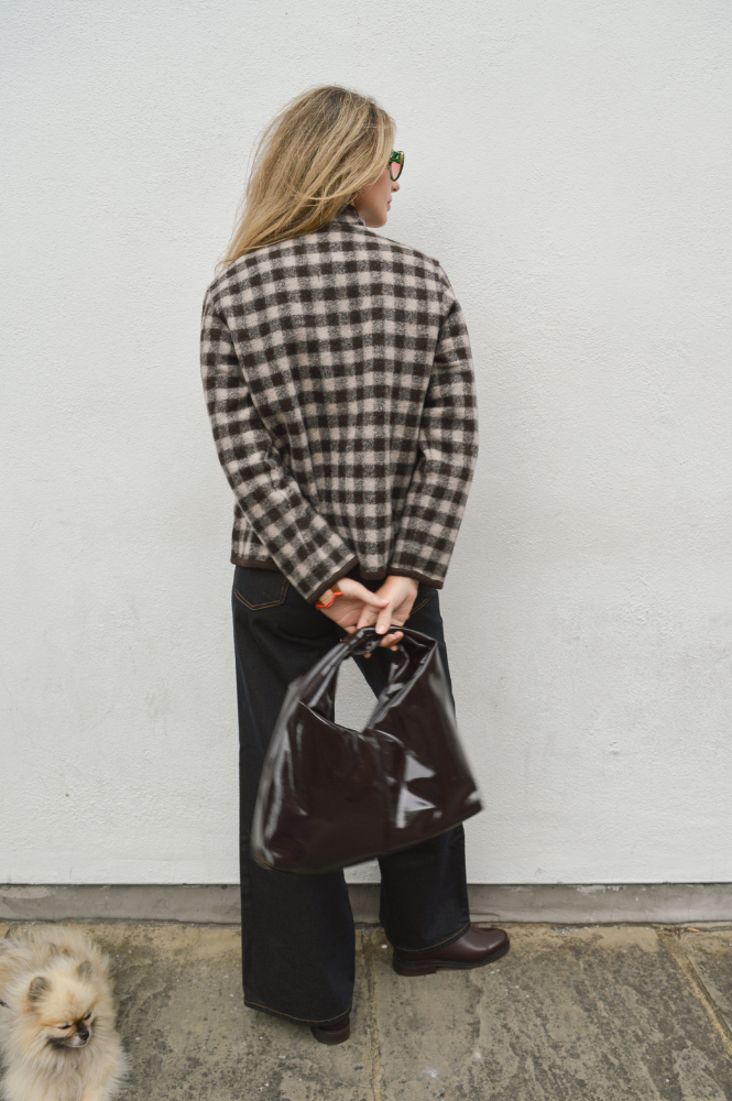 Yerse Brown And Ecru Checked Jacket