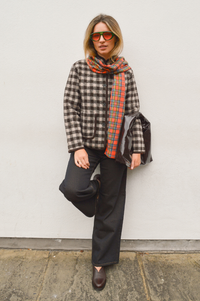 Yerse Brown And Ecru Checked Jacket