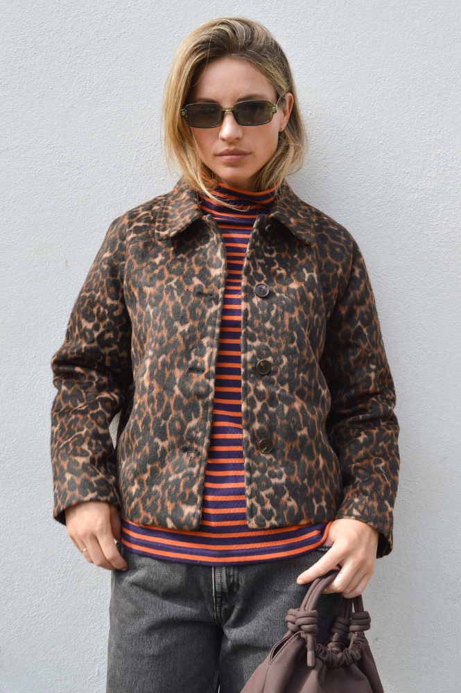ICHI Woola Leopard Print Jacket