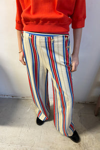 ICHI Fania Blue And Red Striped Trousers - The Mercantile London