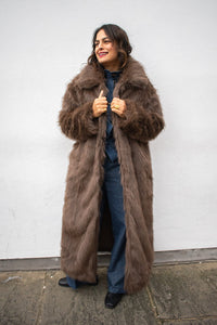 ICHI Linda Chocolate Fur Trench Coat - The Mercantile London