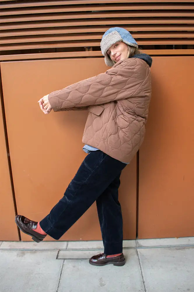 ICHI Sonora Cocoa Brown Quilted Jacket