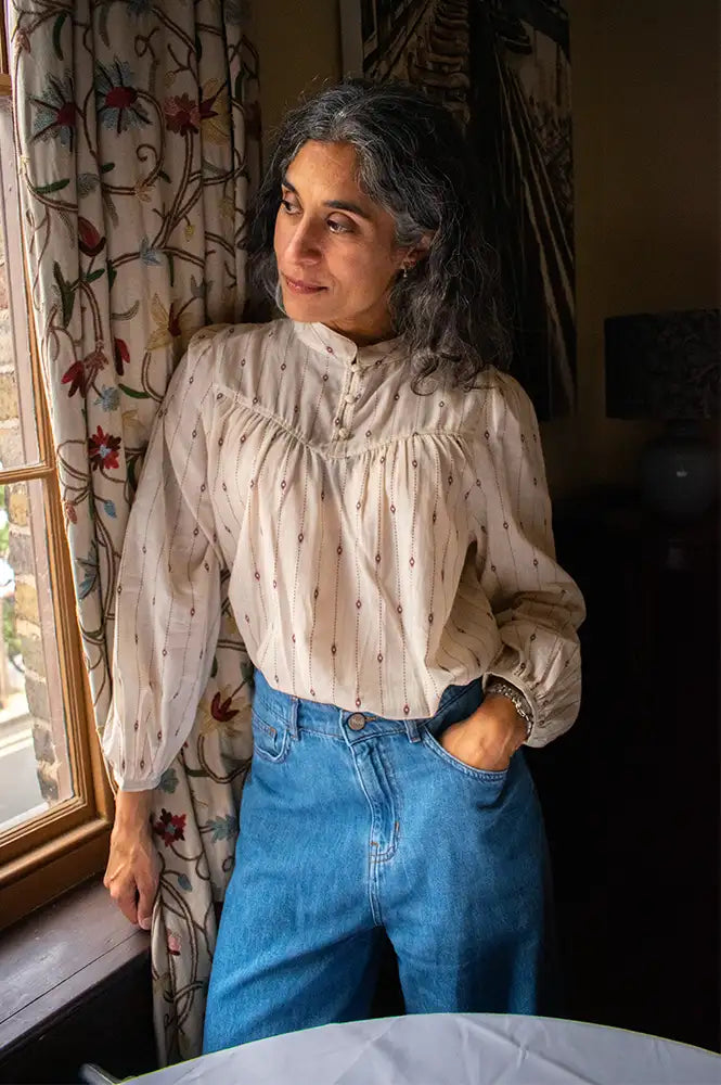 ICHI Gamo Birch Embroidered Blouse