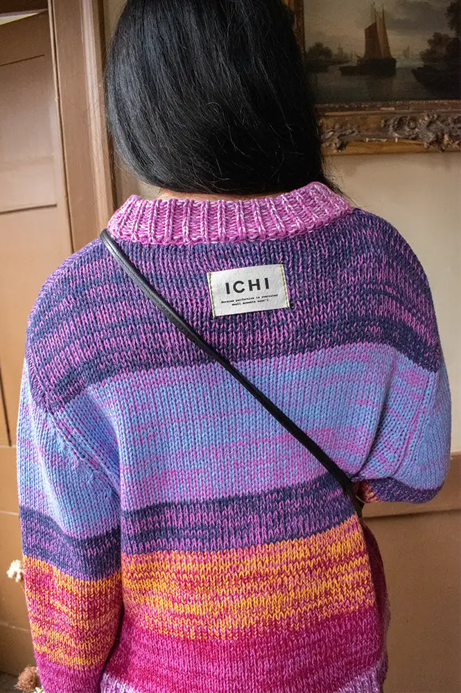 ICHi Alinea Meadow Mauve Striped Knitted Jumper