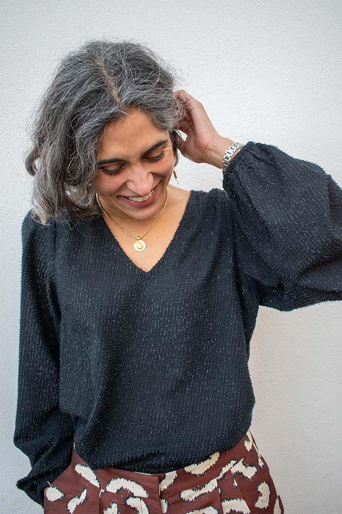 ICHI Kavira Black V-Neck Blouse - The Mercantile London