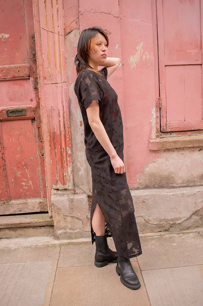 ICHI Mania Floral Black Skirt - The Mercantile London