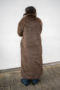 ICHI Linda Chocolate Fur Trench Coat - The Mercantile London