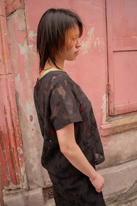 ICHI Mania Floral Black Sheer T-Shirt - The Mercantile London