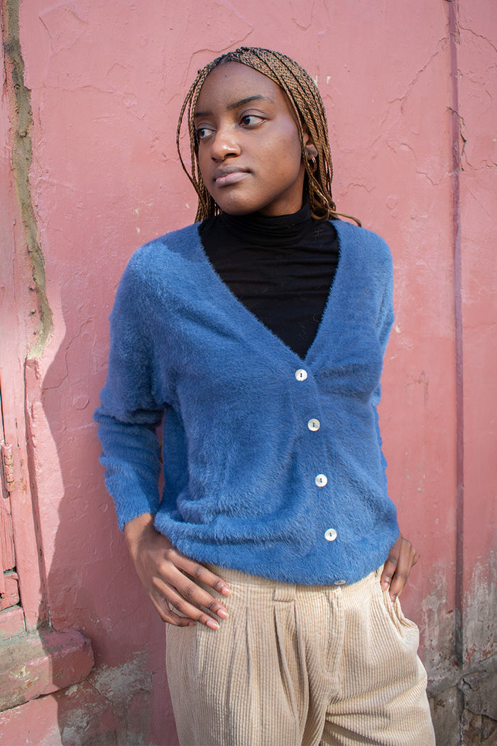 ICHI Brula Navy Peony Cardigan - The Mercantile London