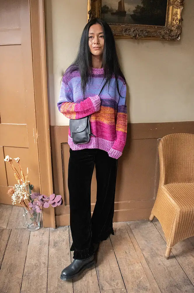 ICHi Alinea Meadow Mauve Striped Knitted Jumper