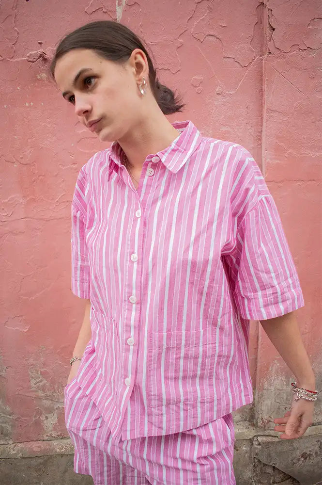 ICHI Indra Wild Orchid Stripe Shirt - The Mercantile London