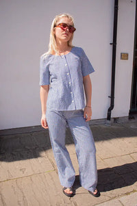 ICHI Jilma Sodalite Blue Gingham Blouse - The Mercantile London