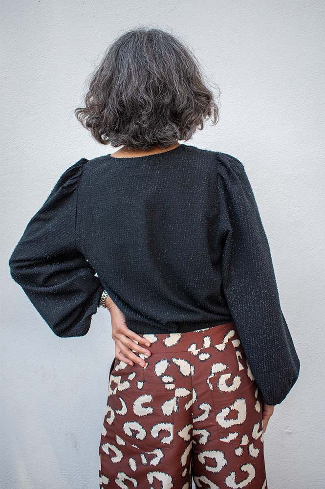 ICHI Kavira Black V-Neck Blouse - The Mercantile London