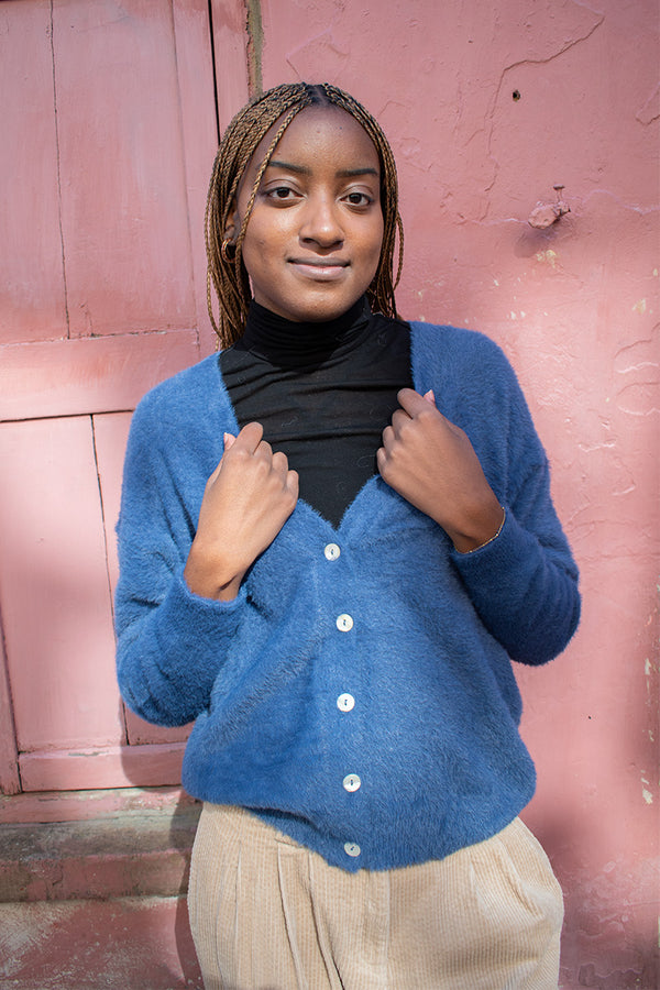 ICHI Brula Navy Peony Cardigan - The Mercantile London