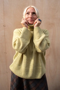 ICHI Kamara Leek Green Roll Neck Jumper
