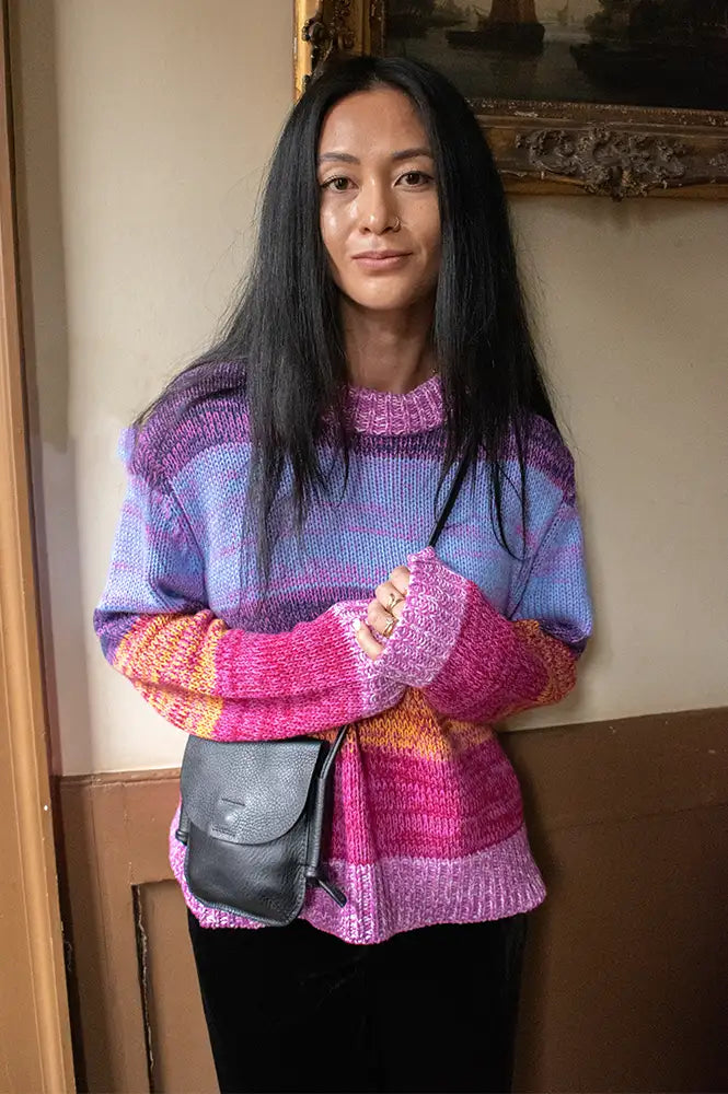 ICHi Alinea Meadow Mauve Striped Knitted Jumper