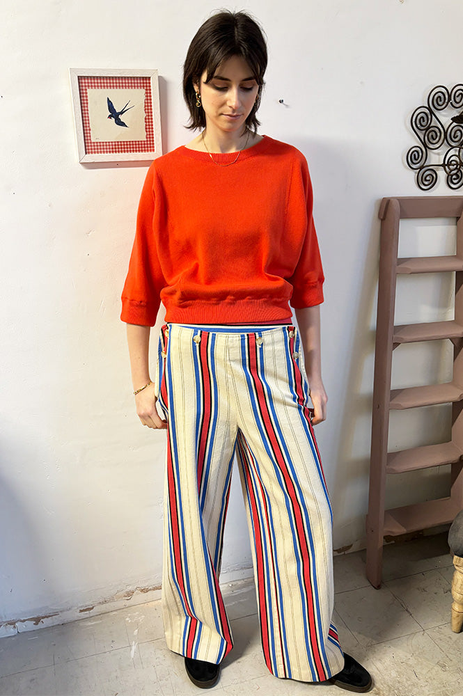 ICHI Fania Blue And Red Striped Trousers - The Mercantile London