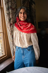 ICHI Gamo Birch Embroidered Blouse