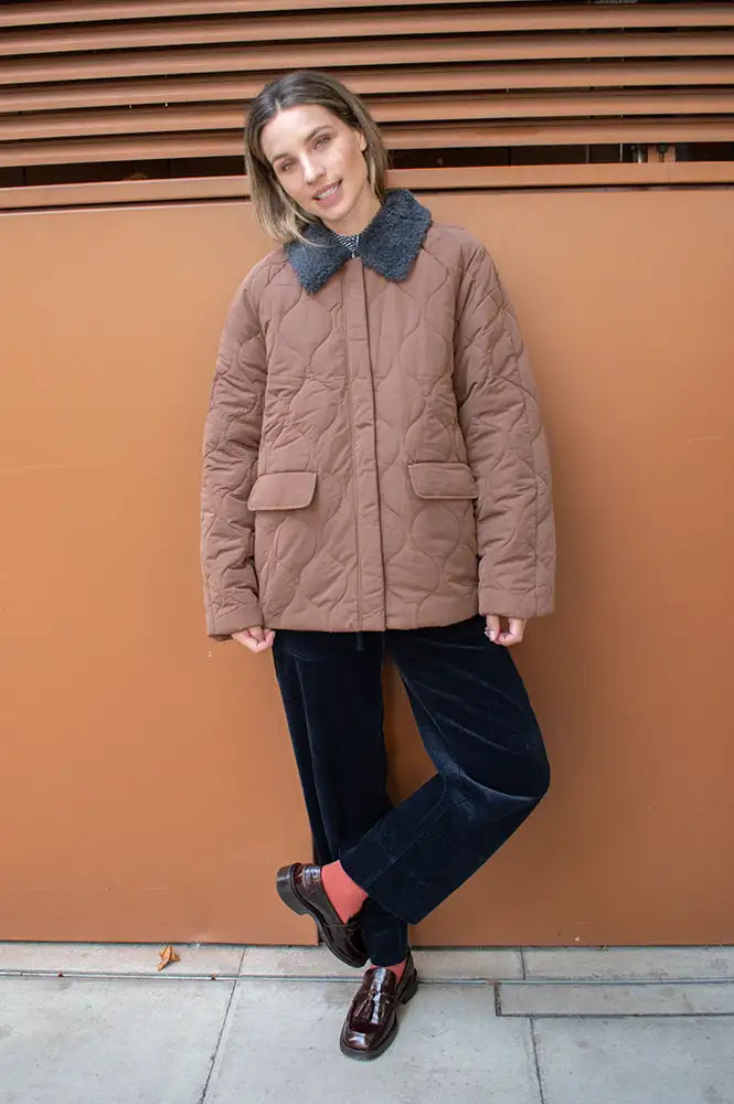 ICHI Sonora Cocoa Brown Quilted Jacket