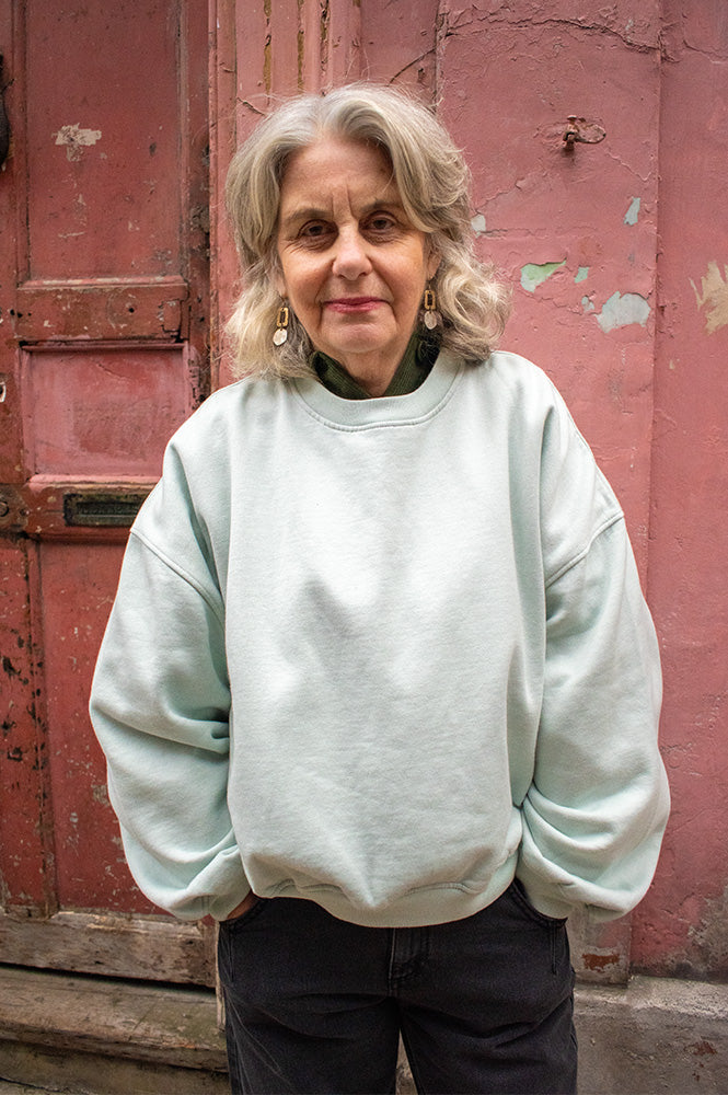 Bellerose Fancy Agua Verde Cropped Crewneck Sweatshirt