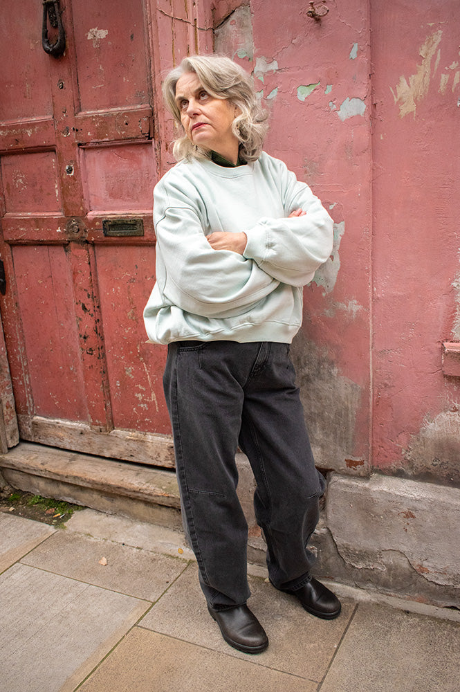 Bellerose Fancy Agua Verde Cropped Crewneck Sweatshirt