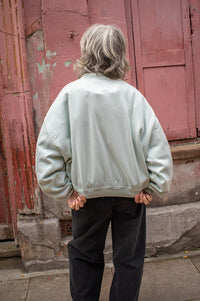 Bellerose Fancy Agua Verde Cropped Crewneck Sweatshirt