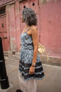Damson Madder Iggy Blue Pepper Checked Lace Insert Dress