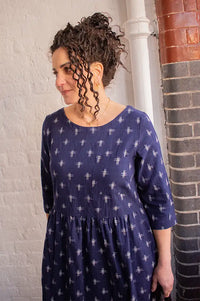 Bibico Orla Navy Ikat Print Dress - The Mercantile London