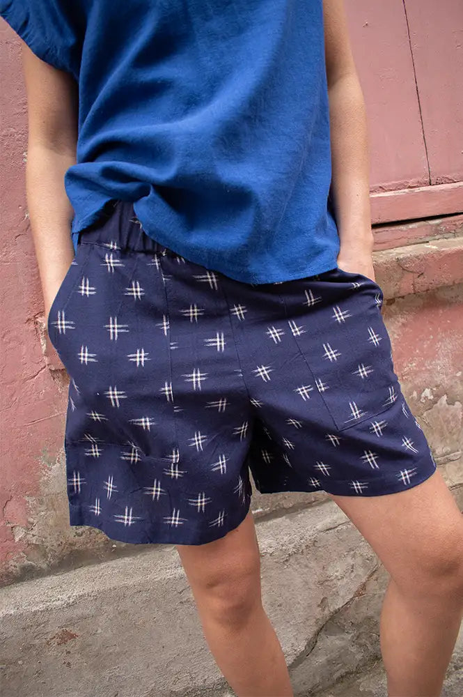 Bibico Petra Navy Ikat Shorts - The Mercantile London