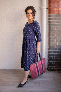 Bibico Orla Navy Ikat Print Dress - The Mercantile London