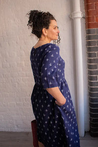 Bibico Orla Navy Ikat Print Dress - The Mercantile London